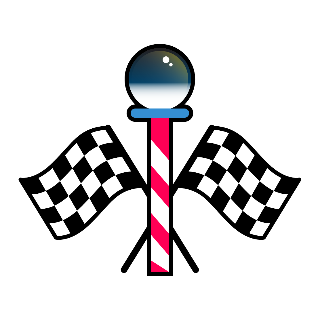 pole indicating south pole, finish point flag